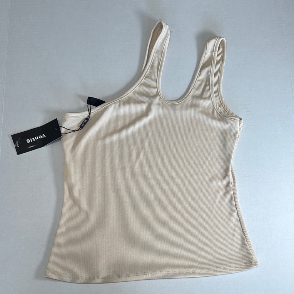 Vanue Beige Women's Ribbed Tank Top